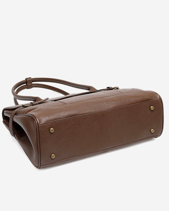 Vintage Luxe Leather Handbag with Buckle Accents