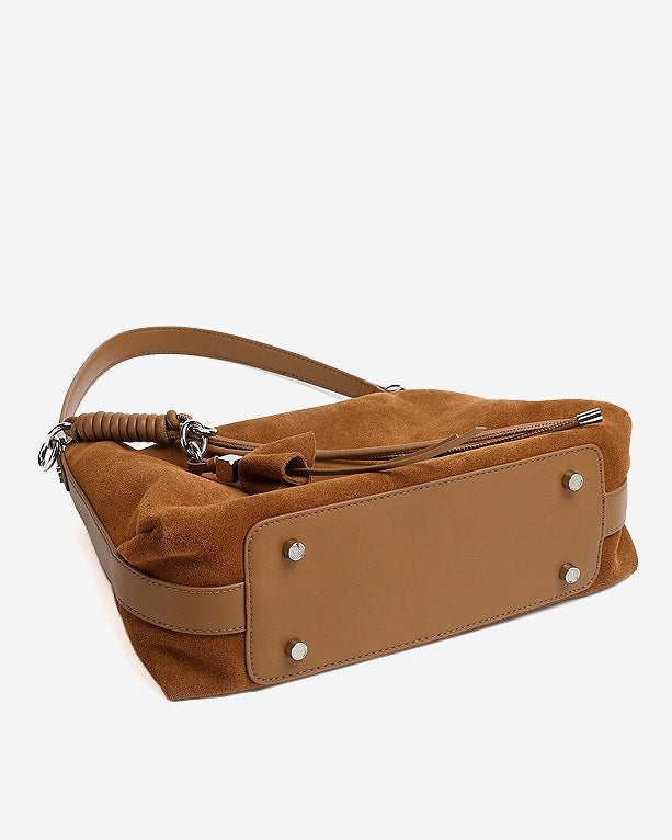 Suede Luxe Hobo Bag with Braided Elegance and Tassel Charm