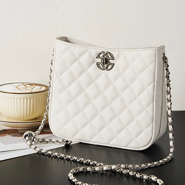 Genuine Cowhide Chain Bucket Bag – Elegant Commuter Tote