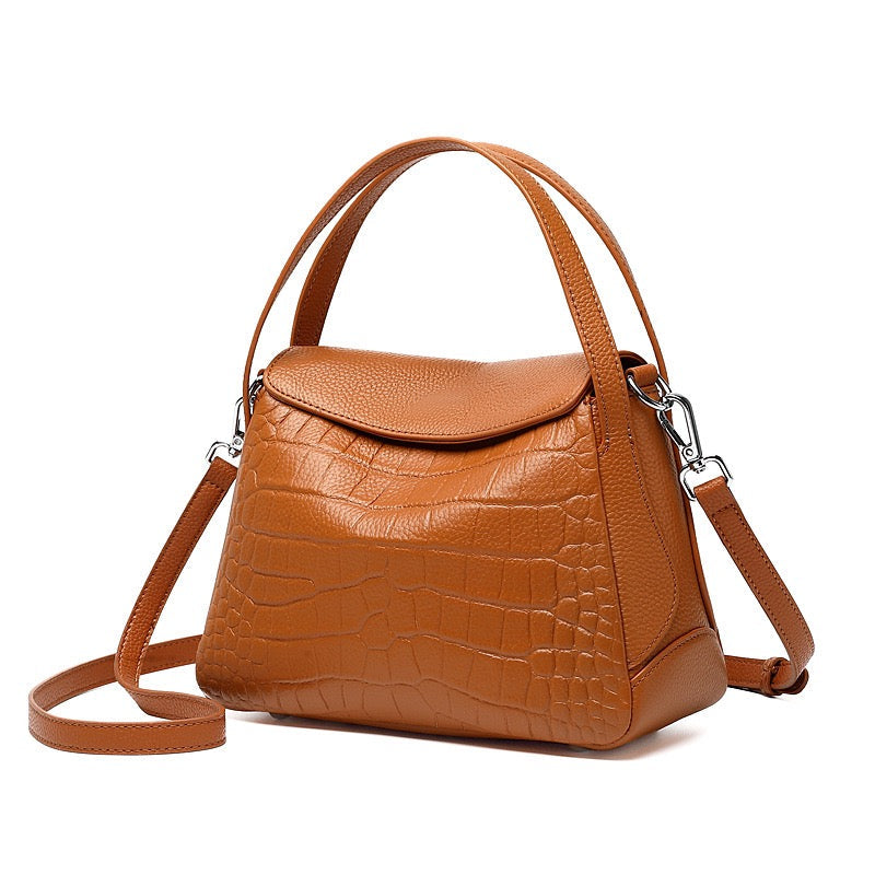 Croc-Embossed Leather Crossbody Bag for the Modern Woman