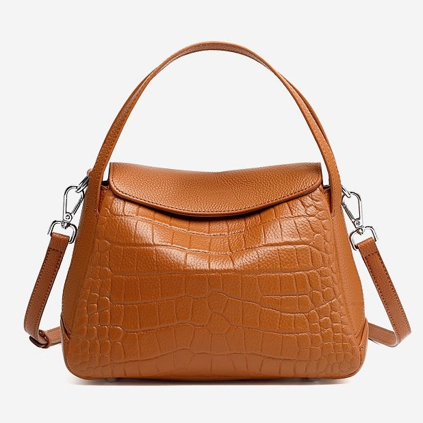 Croc-Embossed Leather Crossbody Bag for the Modern Woman
