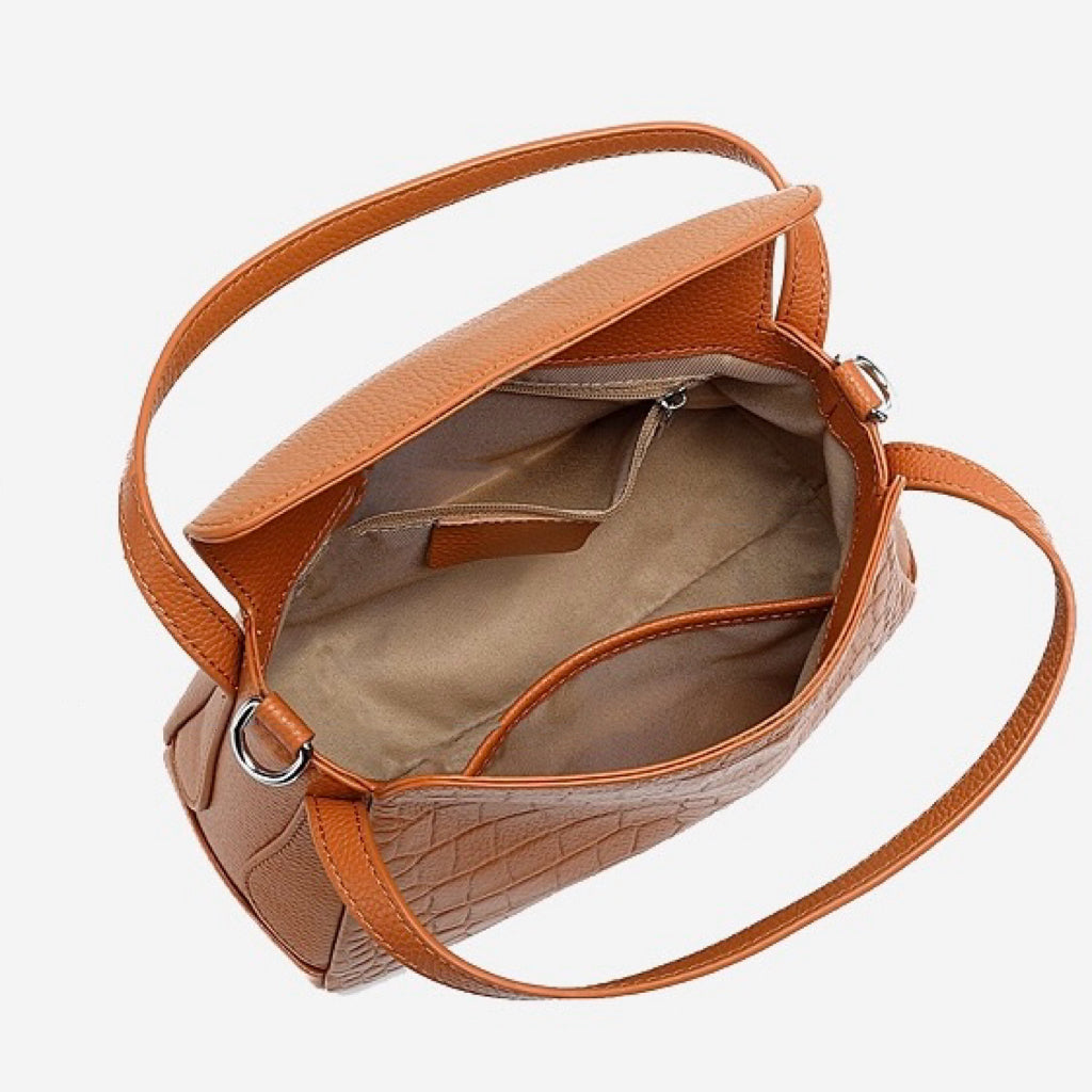 Croc-Embossed Leather Crossbody Bag for the Modern Woman