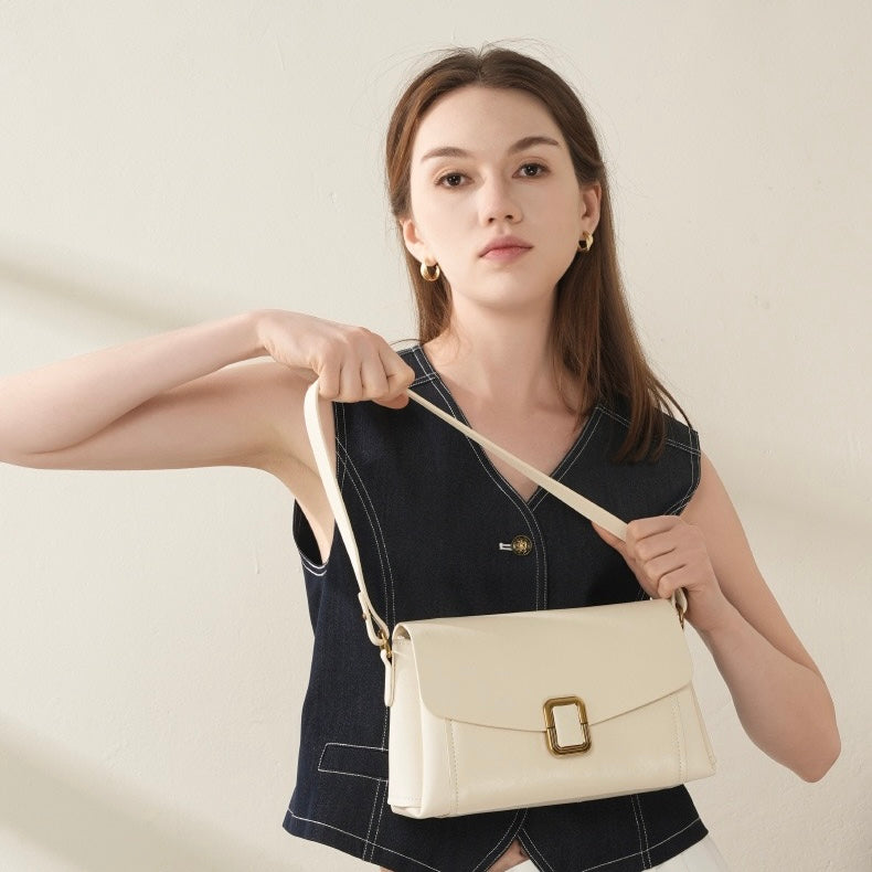 Maillard Elegance Women's Genuine Leather Commuter Tote Bag