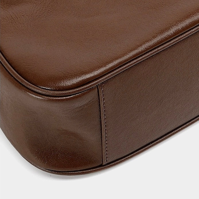 Braided-Handle Genuine Saddle Leather Hobo Bag for Refined Elegance