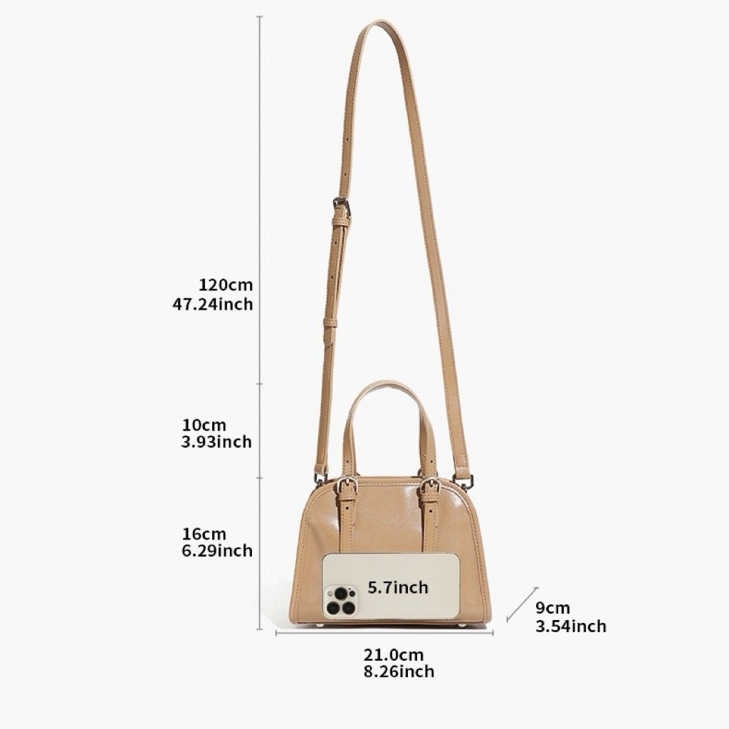 Elegant Genuine Leather Bowling Commuter Clutch Bag