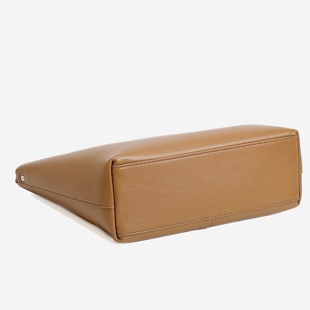 Genuine Leather Minimalist Arch-Handle Crossbody Bag