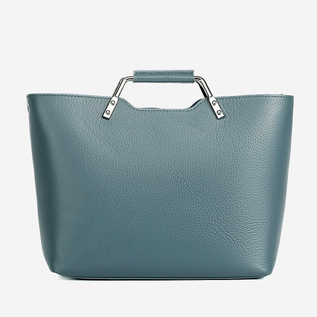 Genuine Leather Minimalist Arch-Handle Crossbody Bag