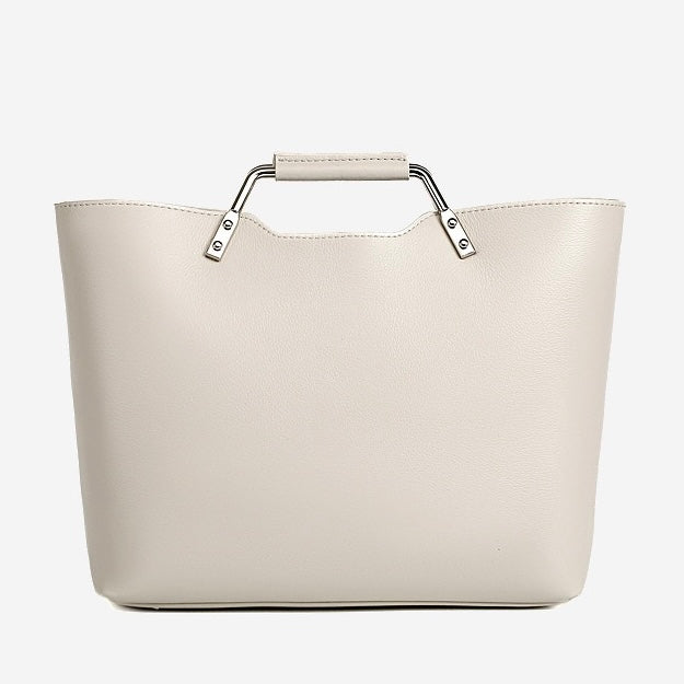 Genuine Leather Minimalist Arch-Handle Crossbody Bag