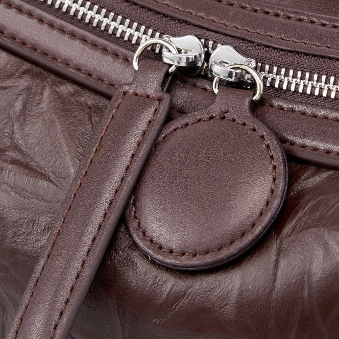 Crinkled Leather Boston Bag: Sophisticated Handheld & Crossbody Elegance