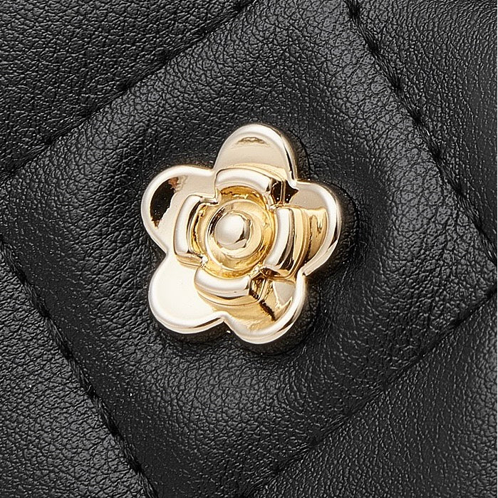 Elegant Genuine Leather Quilted Crossbody Bag with Chain Strap