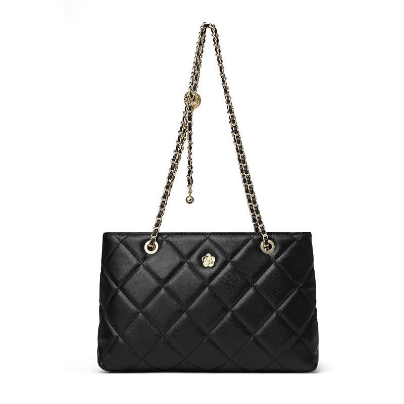 Quilted Genuine Leather Luxury Chain Shoulder Bag