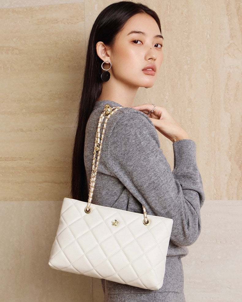 Quilted Genuine Leather Luxury Chain Shoulder Bag