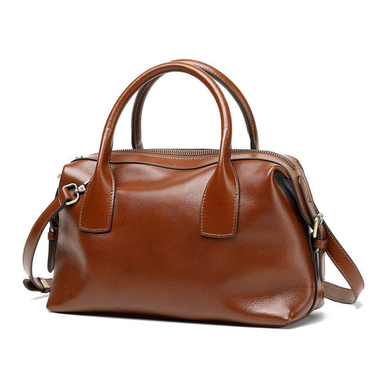 Luxurious Pebbled Leather Convertible Satchel with Elegant Top Handles