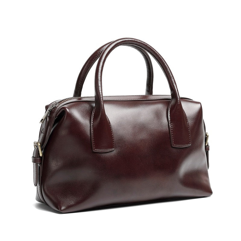 Luxurious Pebbled Leather Convertible Satchel with Elegant Top Handles
