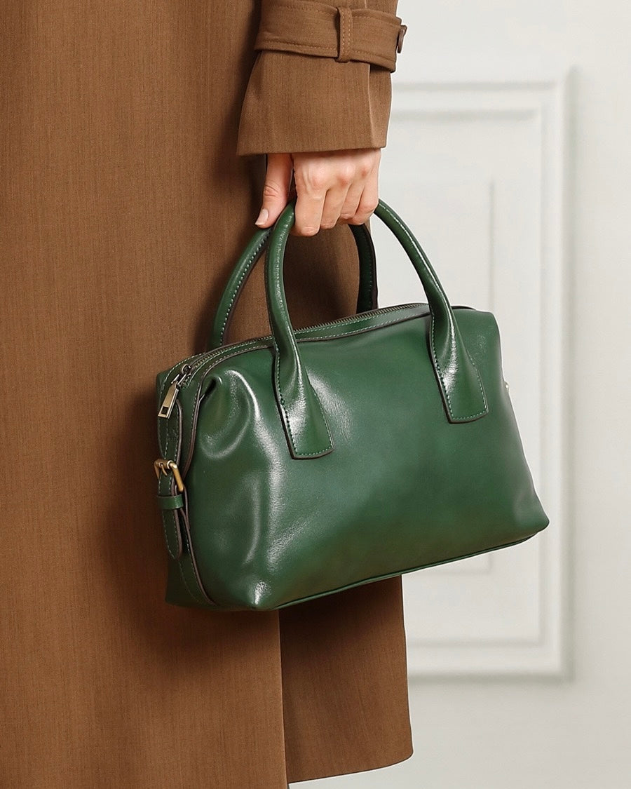 Luxurious Pebbled Leather Convertible Satchel with Elegant Top Handles