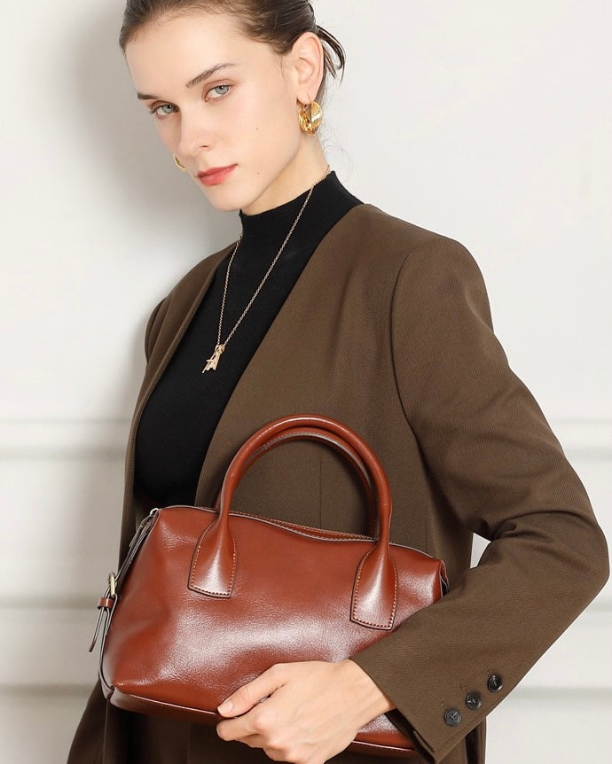Luxurious Pebbled Leather Convertible Satchel with Elegant Top Handles