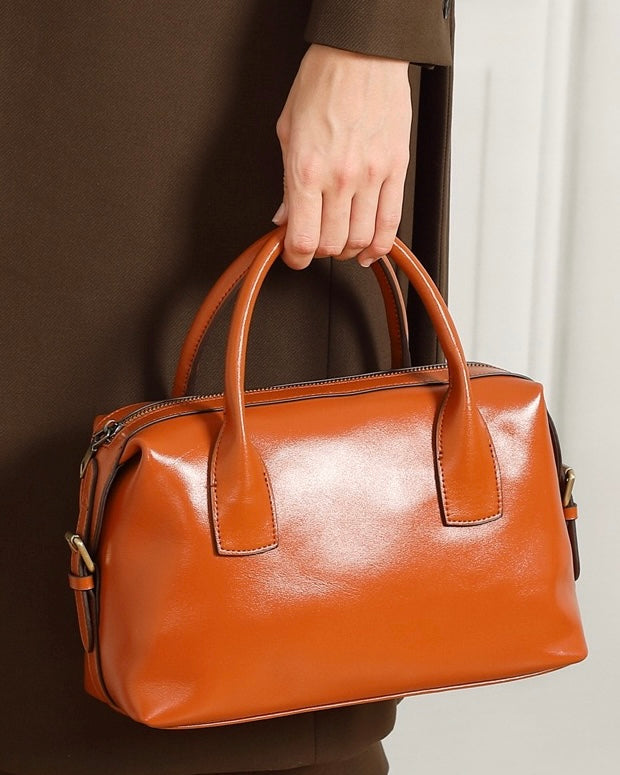 Luxurious Pebbled Leather Convertible Satchel with Elegant Top Handles