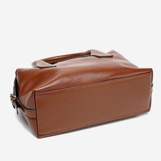 Luxurious Pebbled Leather Convertible Satchel with Elegant Top Handles