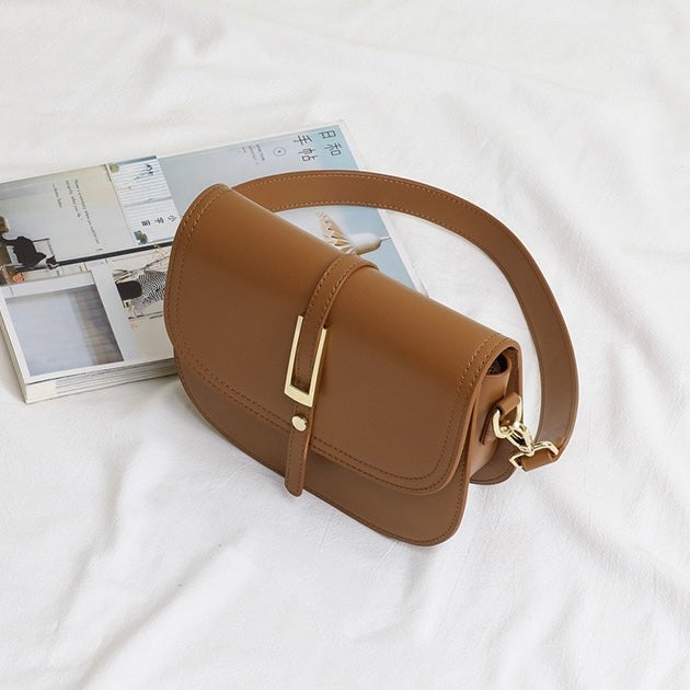 Elegant Genuine Leather Saddle Crossbody Bag