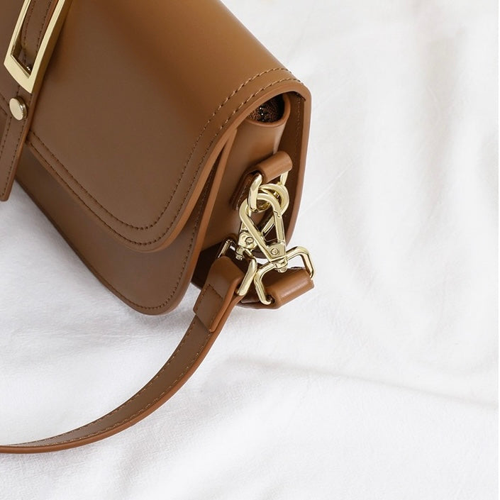 Elegant Genuine Leather Saddle Crossbody Bag