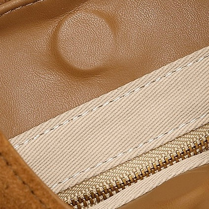 Suede Structured Hobo Bag with Elegant Contrast Stitching