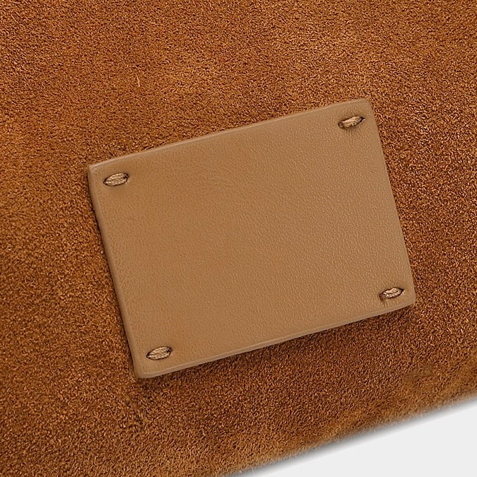 Suede Structured Hobo Bag with Elegant Contrast Stitching