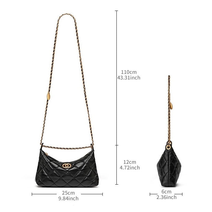 Noir Sheepskin Quilted Chain Shoulder Bag
