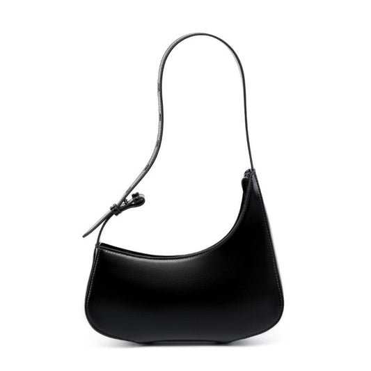Genuine Leather Minimalist Half Moon Baguette Bag