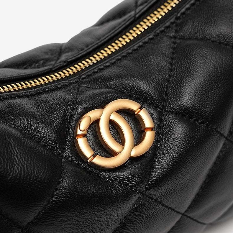 Noir Sheepskin Quilted Chain Shoulder Bag