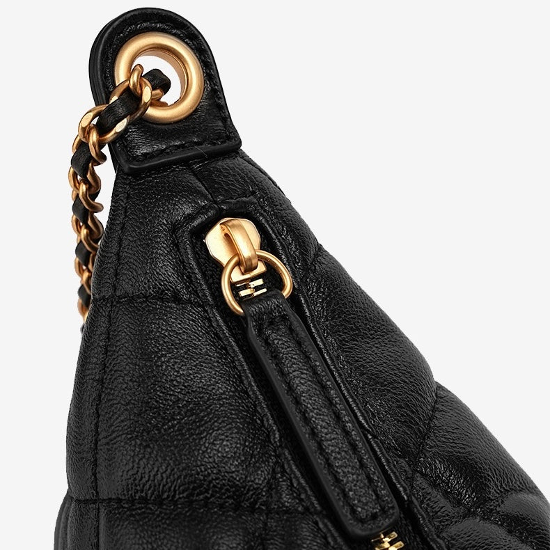 Noir Sheepskin Quilted Chain Shoulder Bag
