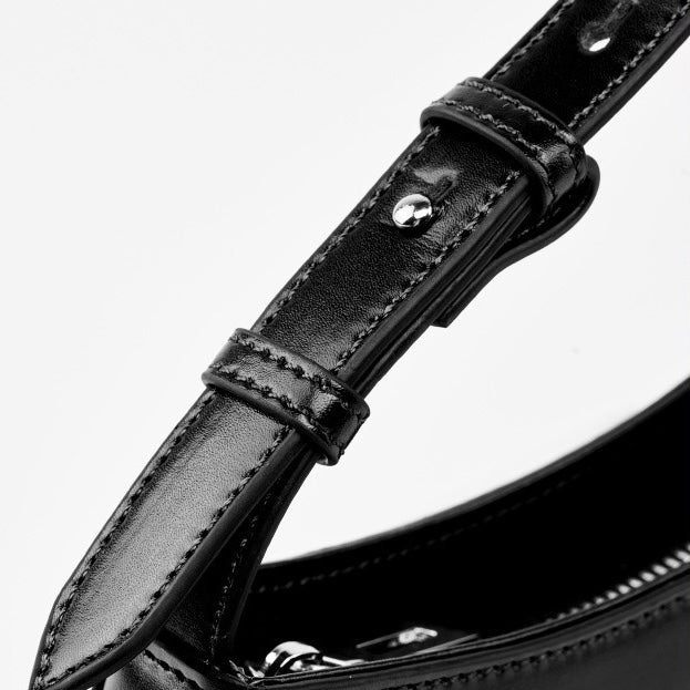 Genuine Leather Minimalist Half Moon Baguette Bag