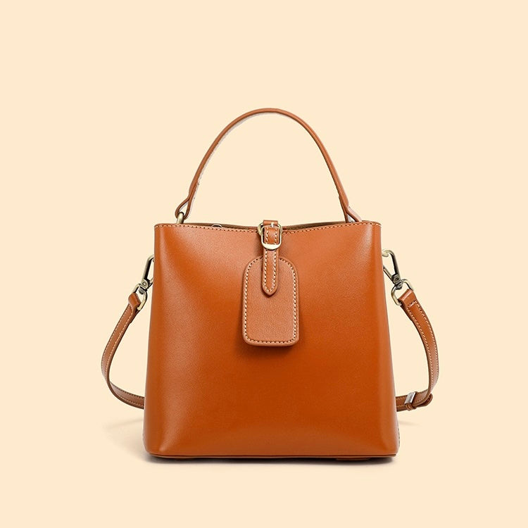 Opulent Leather Bucket Crossbody Handbag for Women