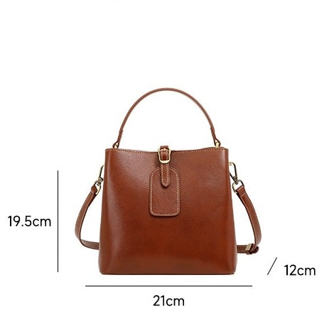 Opulent Leather Bucket Crossbody Handbag for Women