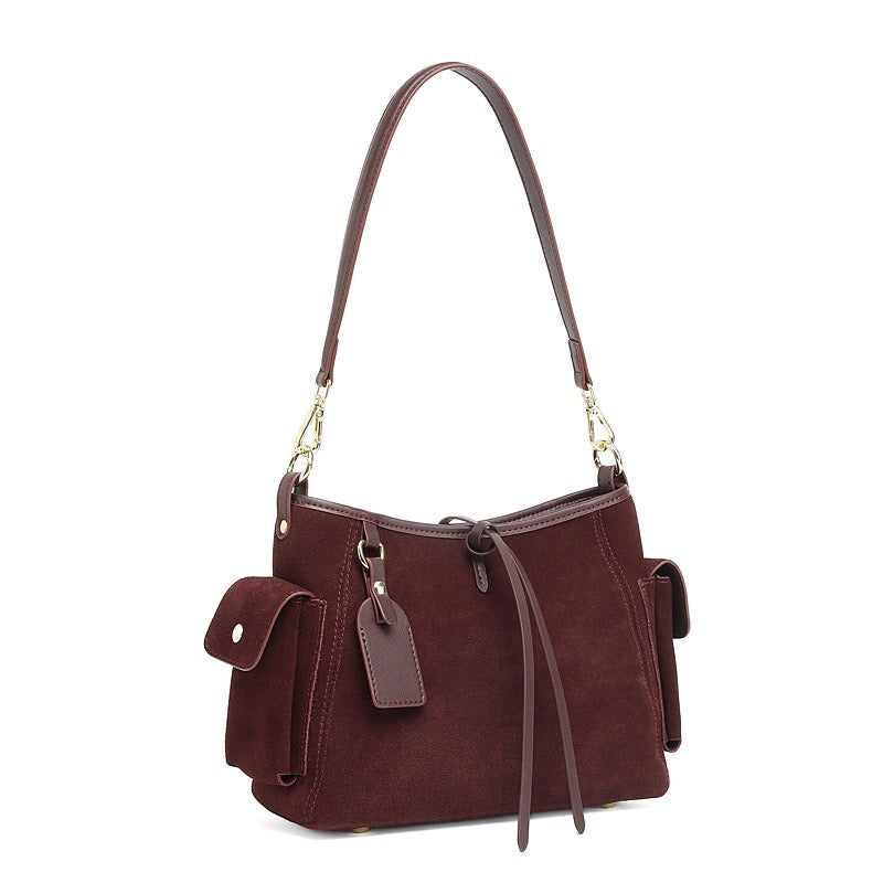 Retro Matte Cowhide Utility Shoulder Bag - Timeless Elegance in Leather