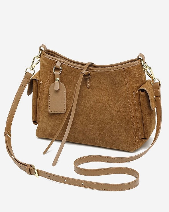 Retro Matte Cowhide Utility Shoulder Bag - Timeless Elegance in Leather