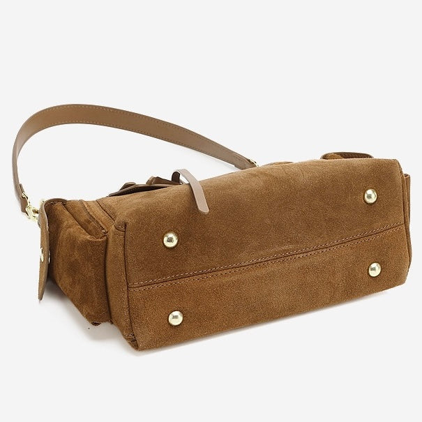 Retro Matte Cowhide Utility Shoulder Bag - Timeless Elegance in Leather