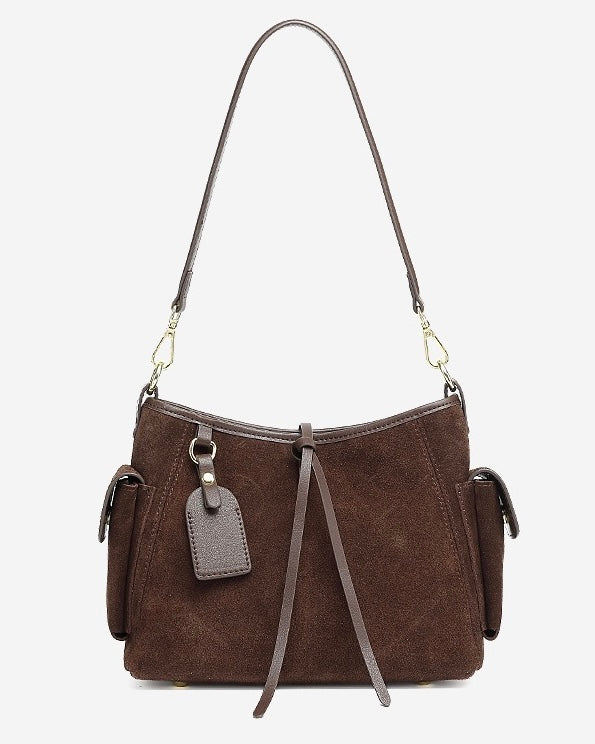 Retro Matte Cowhide Utility Shoulder Bag - Timeless Elegance in Leather