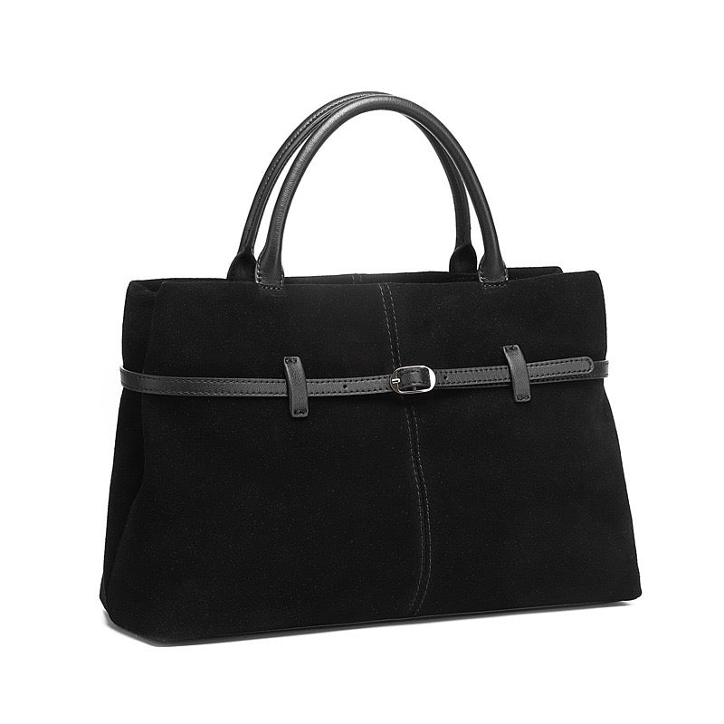 Elegant Retro Suede Genuine Leather Tote Bag