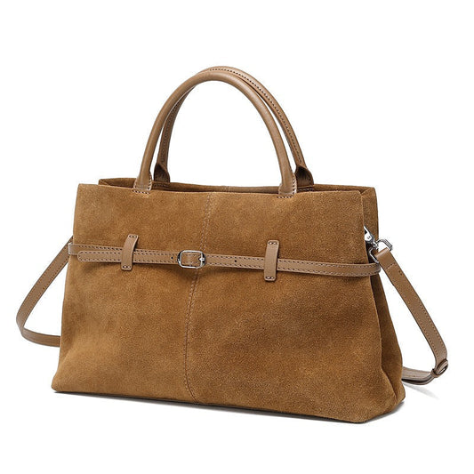 Elegant Retro Suede Genuine Leather Tote Bag