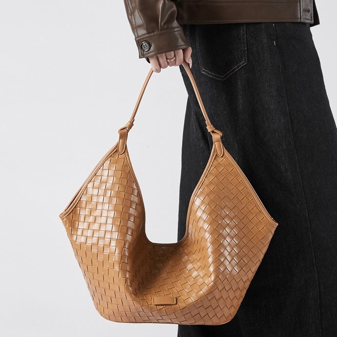 Woven Genuine Leather Commuter Bag for Women