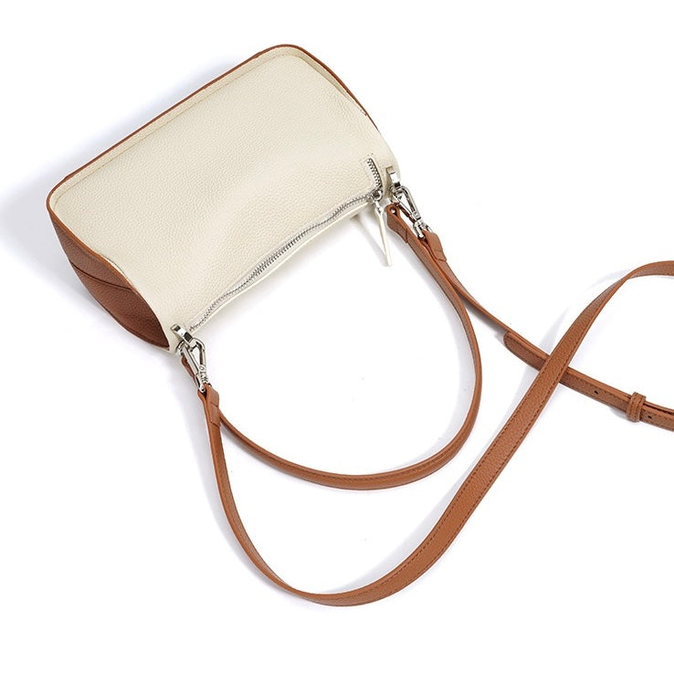 Luxurious Genuine Leather Crossbody Bag with Elegant Patchwork