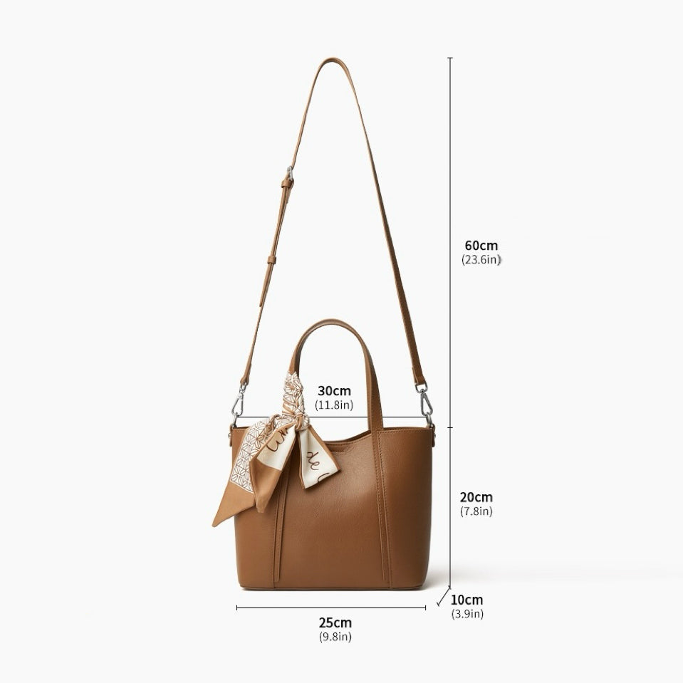 Elegant Leather Handbag with Signature Ribbon Detail