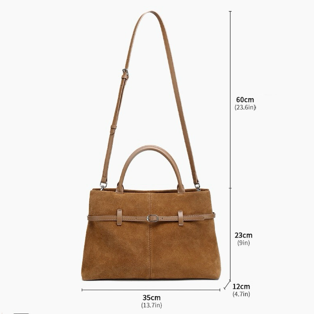 Elegant Retro Suede Genuine Leather Tote Bag