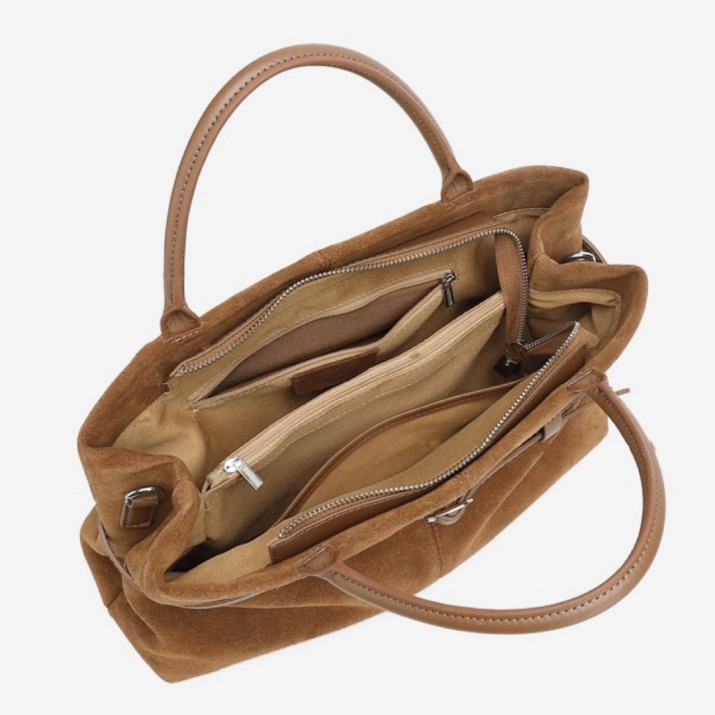 Elegant Retro Suede Genuine Leather Tote Bag