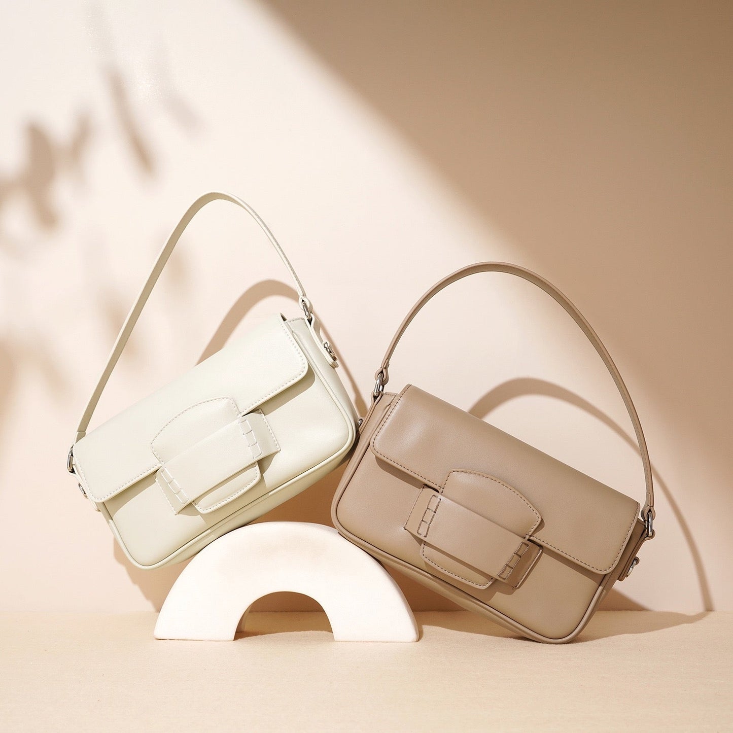 Genuine Leather Minimalist Square Shoulder Bag – Timeless Elegance