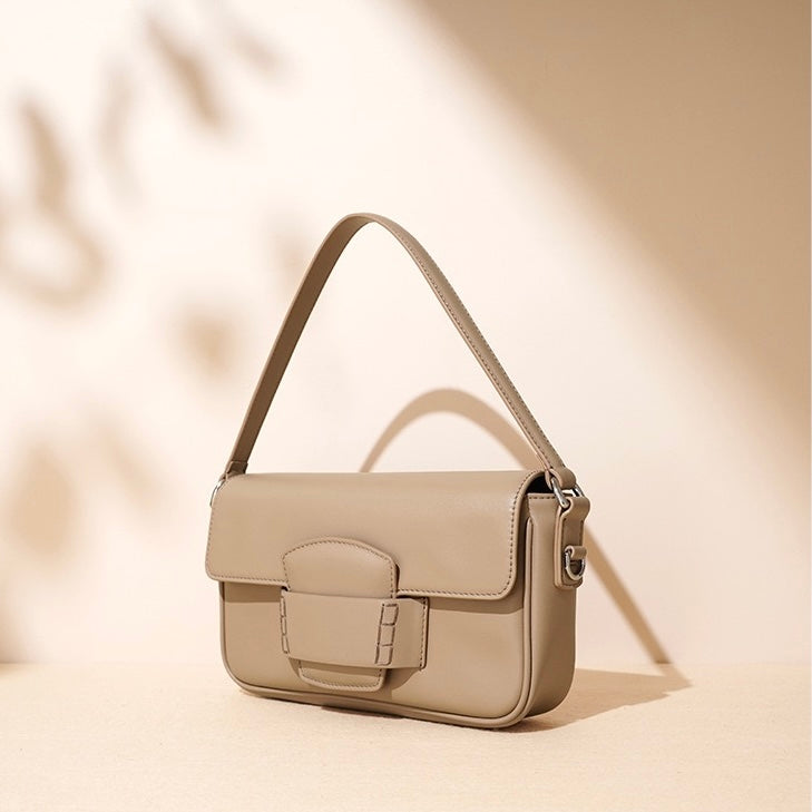 Genuine Leather Minimalist Square Shoulder Bag – Timeless Elegance
