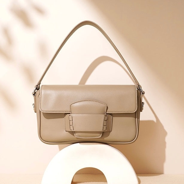 Genuine Leather Minimalist Square Shoulder Bag – Timeless Elegance