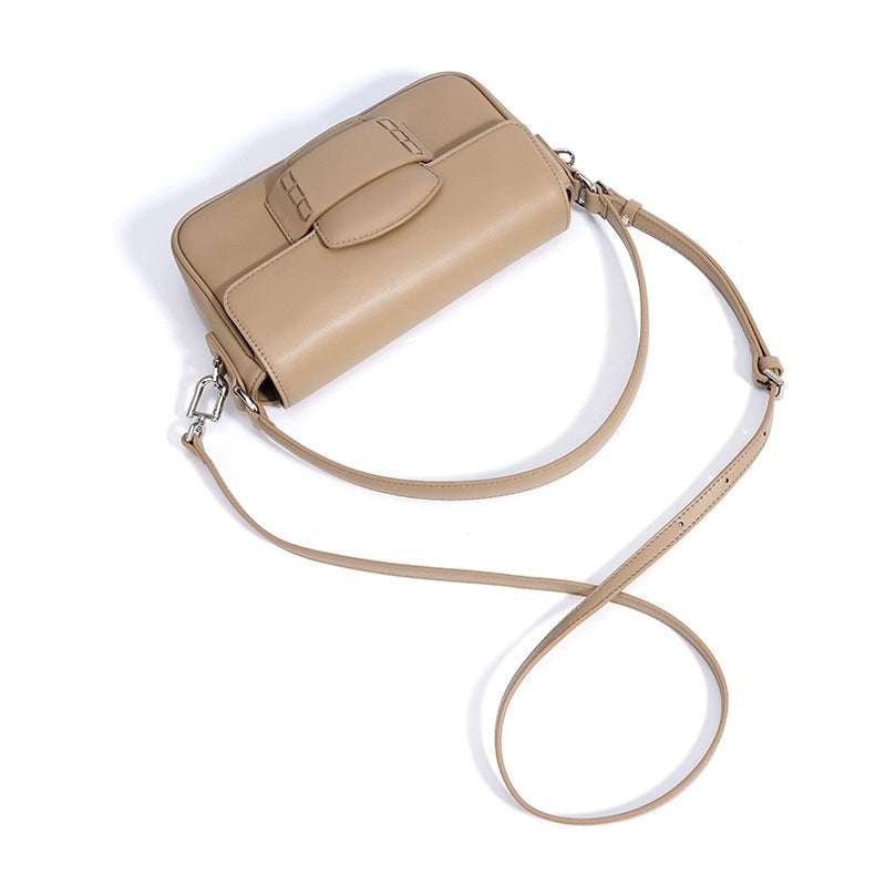 Genuine Leather Minimalist Square Shoulder Bag – Timeless Elegance