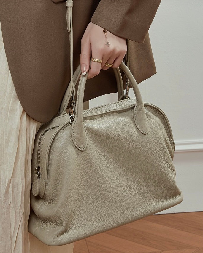 Grained Leather Dome Satchel: A Fusion of Elegance and Functionality
