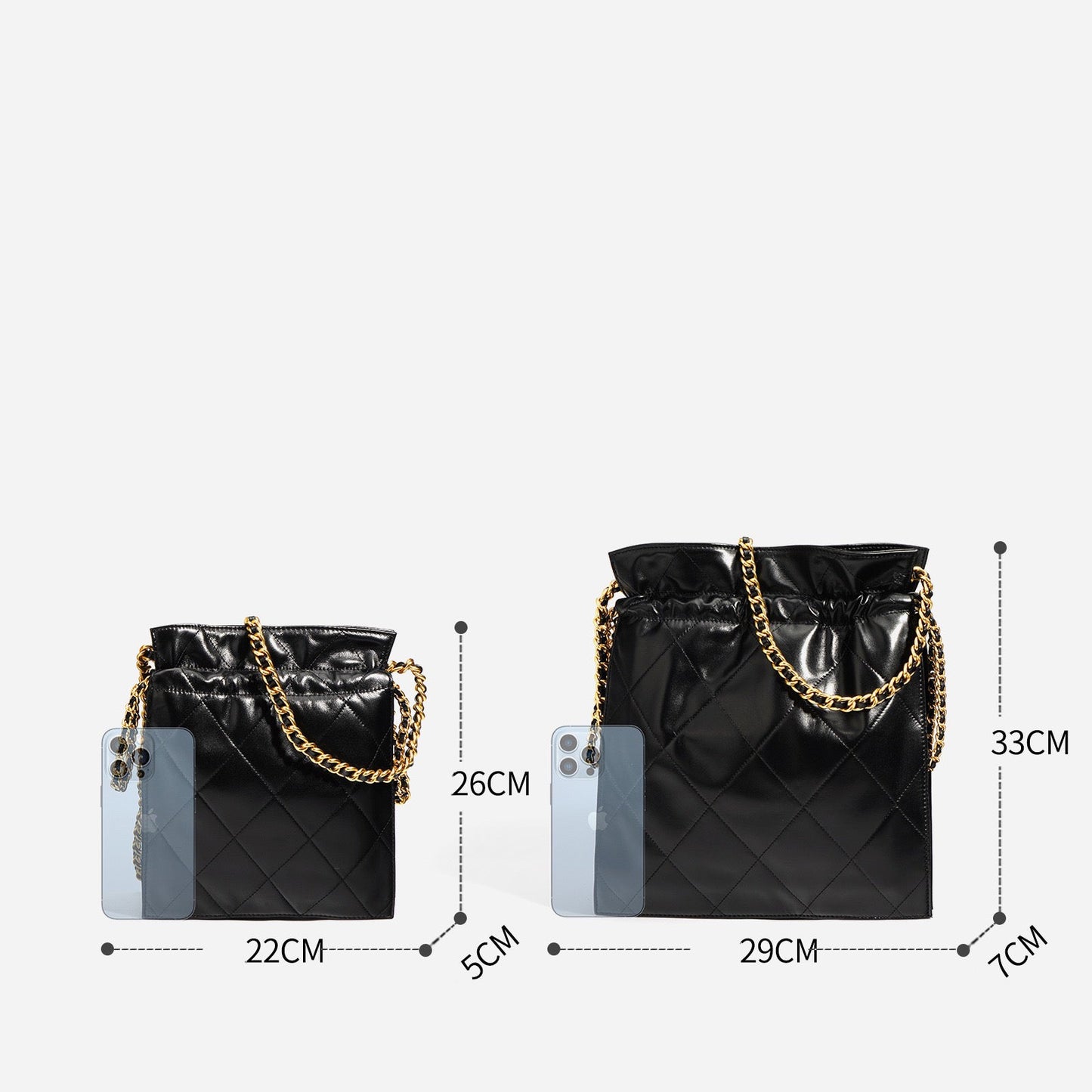 Genuine Leather Quilted Chain Bucket Bag — Effortless Elegance for Every Occasion